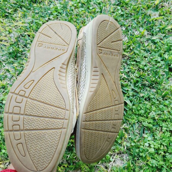 Women's Sperry Top Sider 9101759 Tan w/ Gold Sparke Boat Shoes - Size 6.5M - Picture 3 of 10